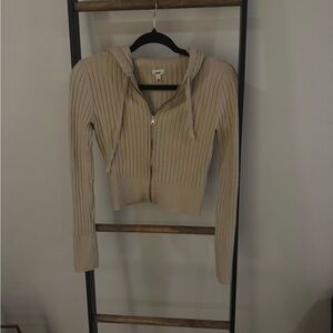 Cream zip up hoodie #hoodie